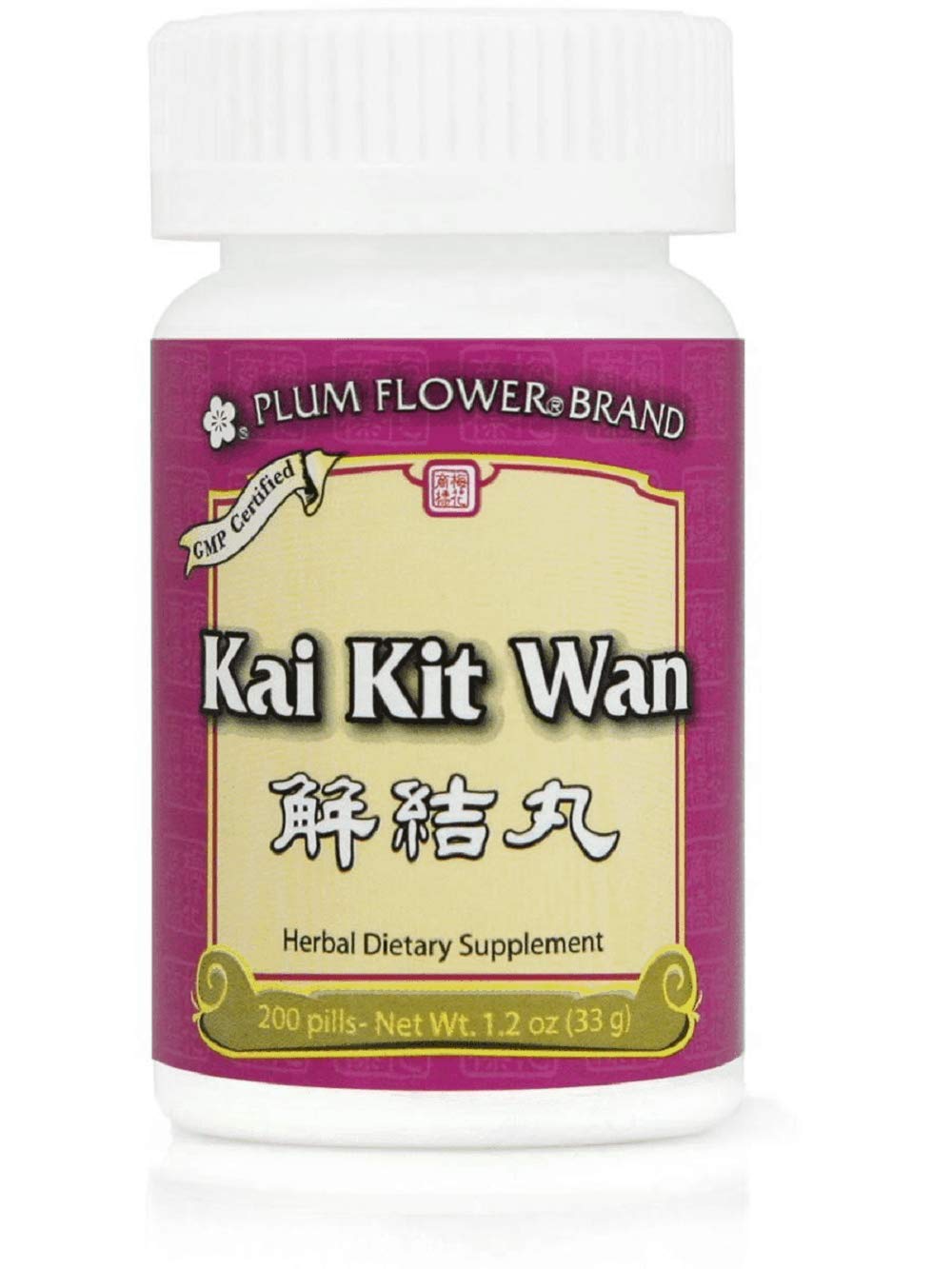Plum Flower Kai Kit Wan 200 comprimés vue de face avec étiquette