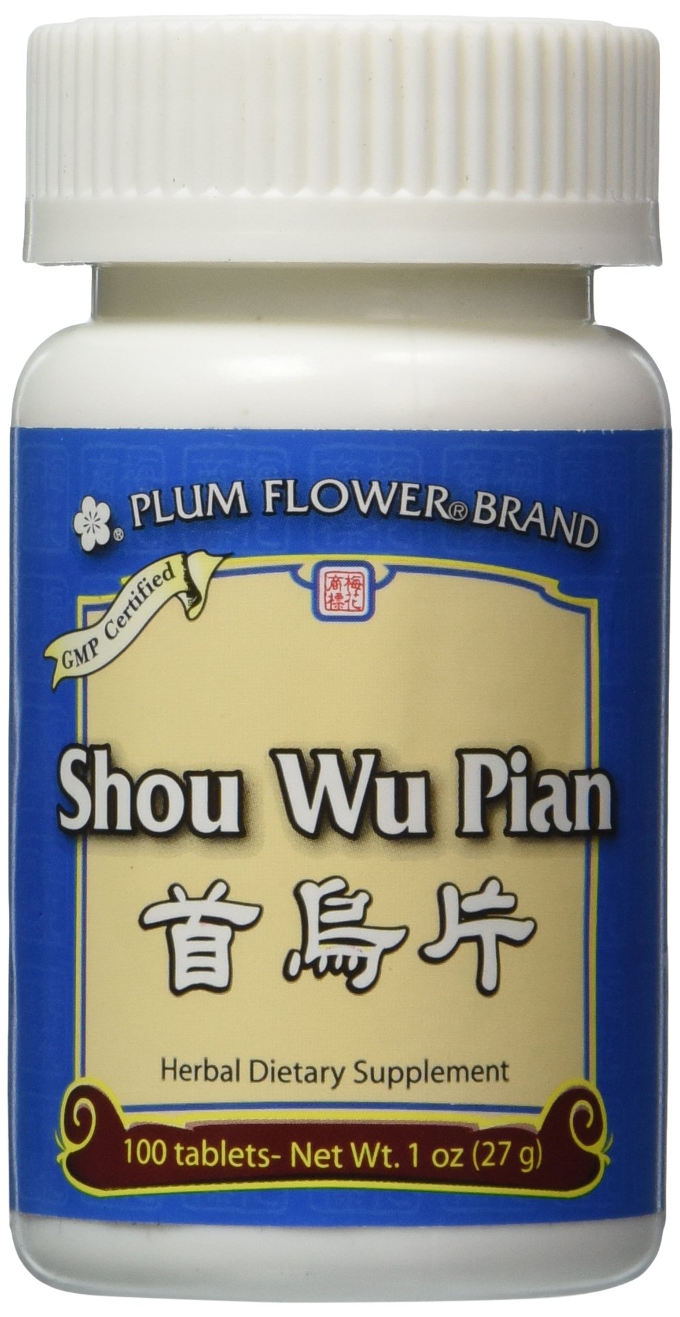 Plum Flower Shou Wu Pian 100 comprimés vue de face