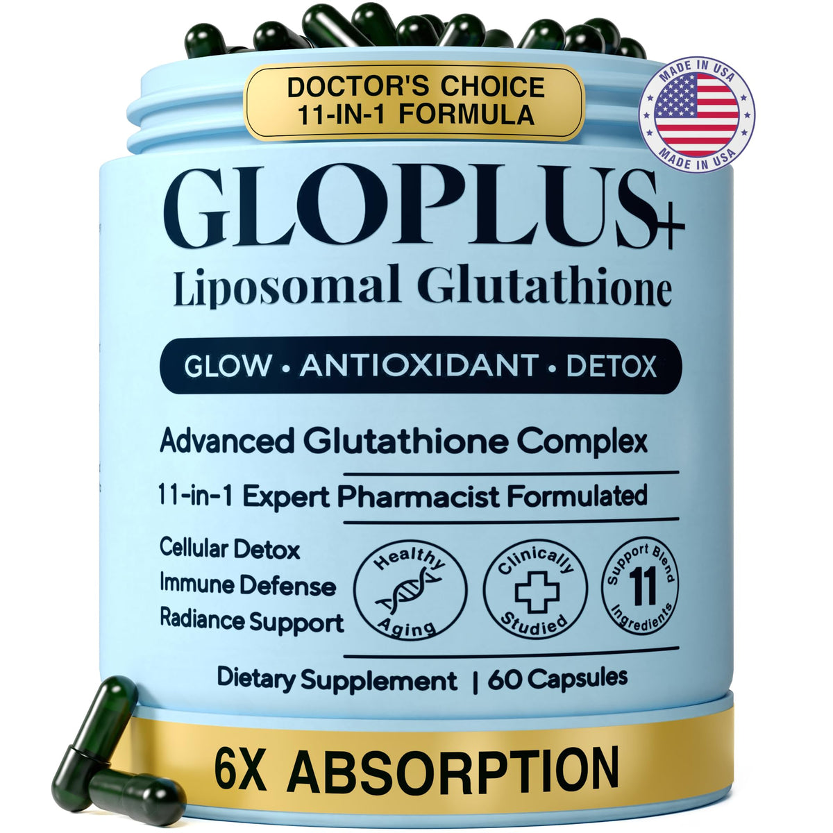 Plus+Ultra Complément Liposomal Glutathione 1150mg vue de face