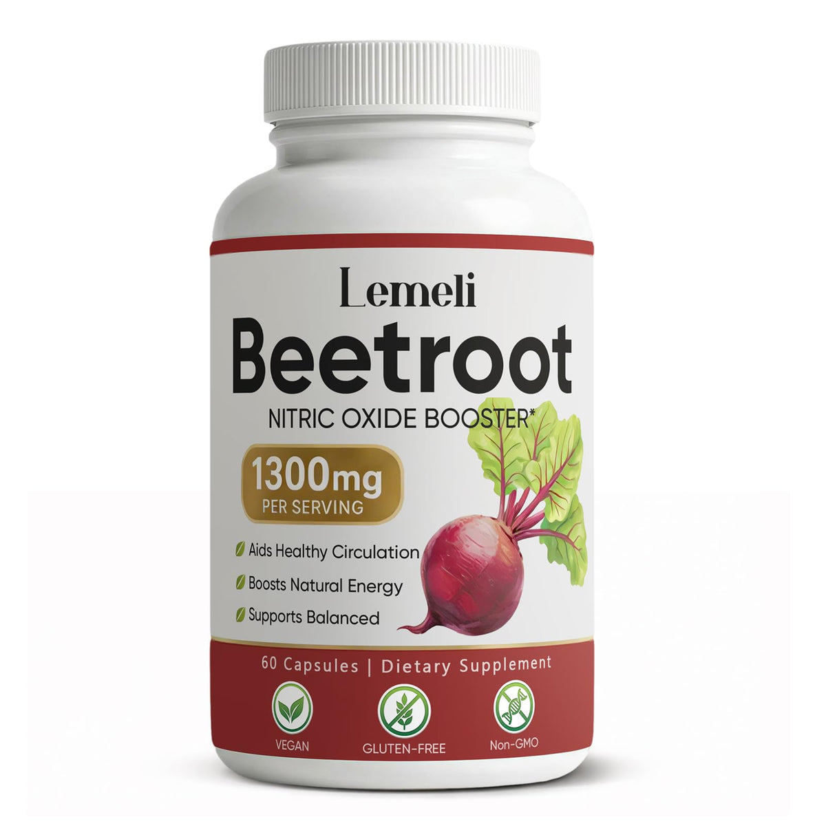 Plutarn Complément Alimentaire de Betterave Lemeli 1300mg - 60 Capsules vue avant