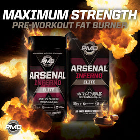 PMD Arsenal X Inferno gélules liquides avec d'autres compléments