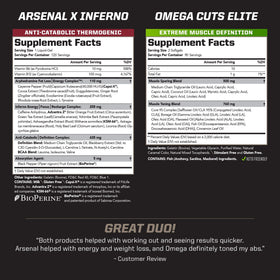 PMD Arsenal X Inferno Stack emballage avec informations nutritionnelles