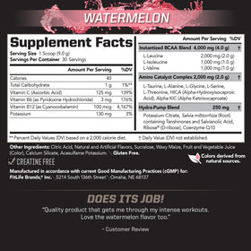 PMD BCAA Acides Aminés - vue arrière avec informations nutritionnelles