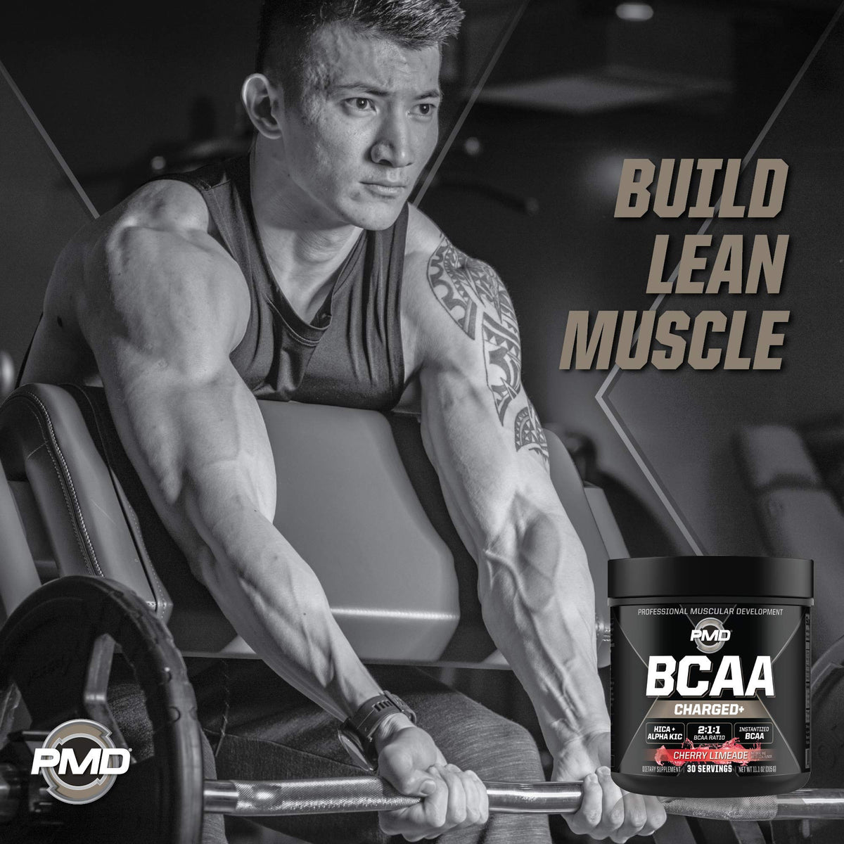 PMD BCAA Charged mélange à boire Cerise Limeade avec shaker