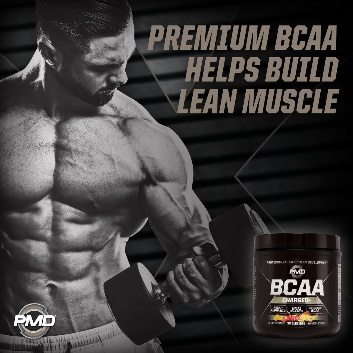 PMD BCAA Charged poudre dans un verre d'eau