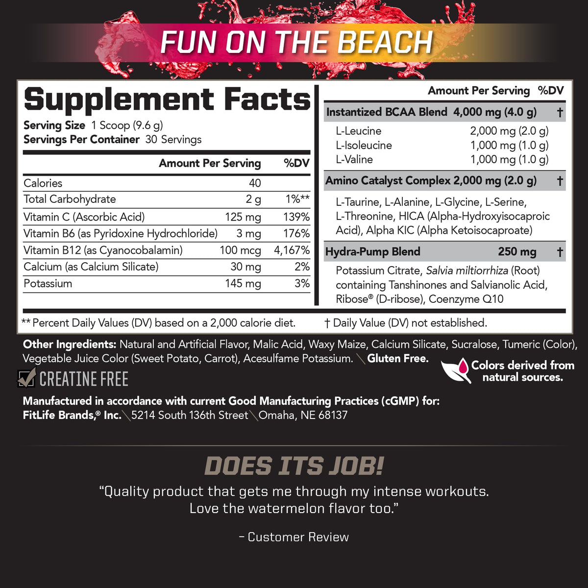 PMD BCAA Fun On The Beach 358g pot arrière