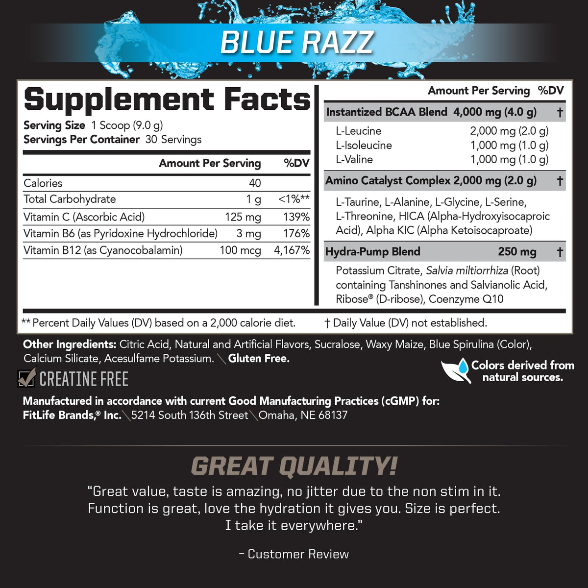 PMD BCAA Poudre 340g Blue Razz emballage