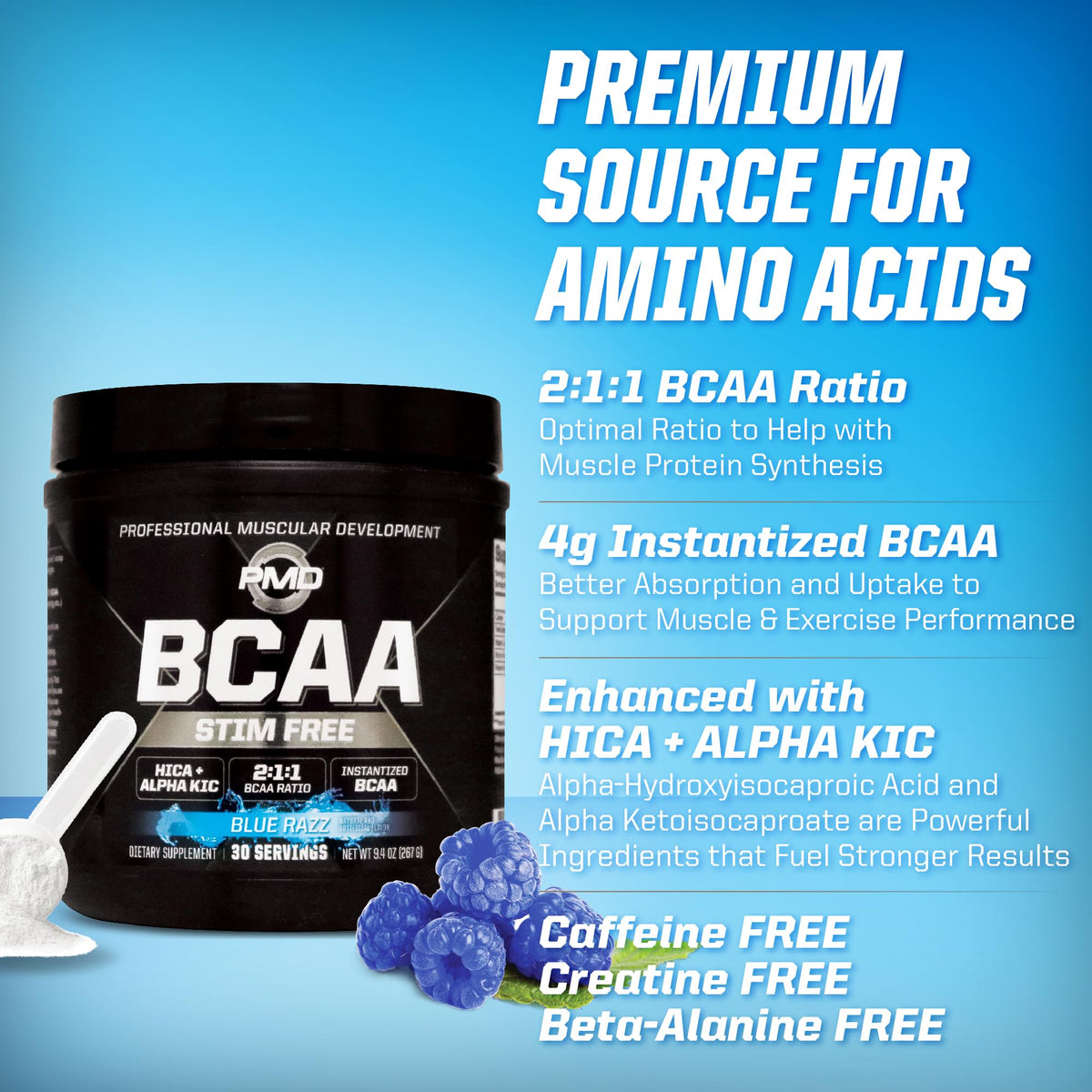 PMD BCAA Poudre 340g Blue Razz en utilisation