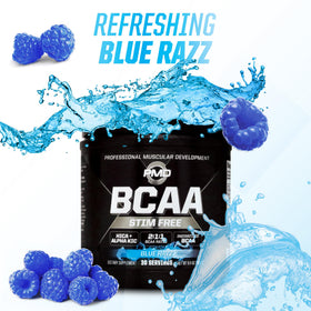 PMD BCAA Poudre 340g Blue Razz vue de côté