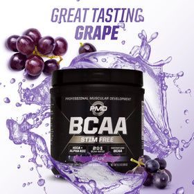 PMD BCAA Poudre sans Stimulants Saveur Raisin avec shaker
