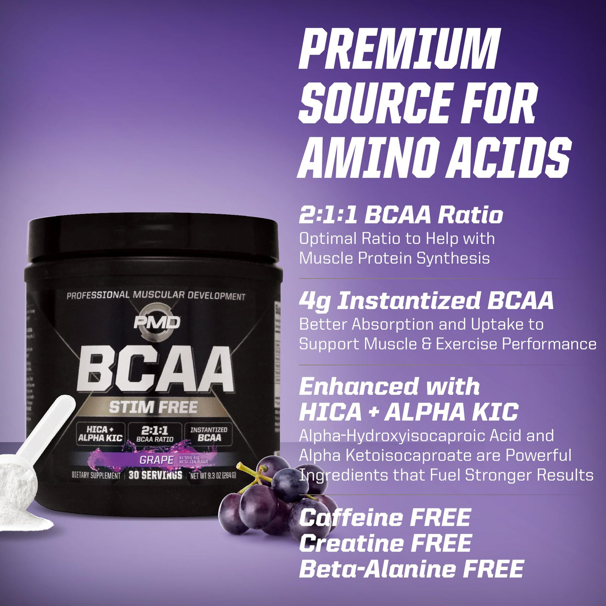 PMD BCAA Poudre sans Stimulants Saveur Raisin en utilisation