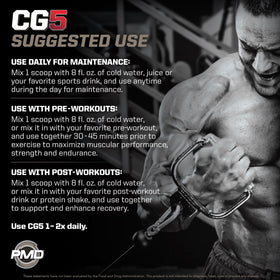 PMD CG5 Poudre de Créatine et L-Glutamine en poudre dans un verre