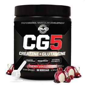 PMD CG5 Poudre de Créatine et L-Glutamine Saveur Cerise Vanille vue de face
