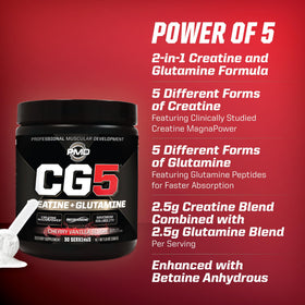 PMD CG5 Poudre de Créatine et L-Glutamine vue de côté