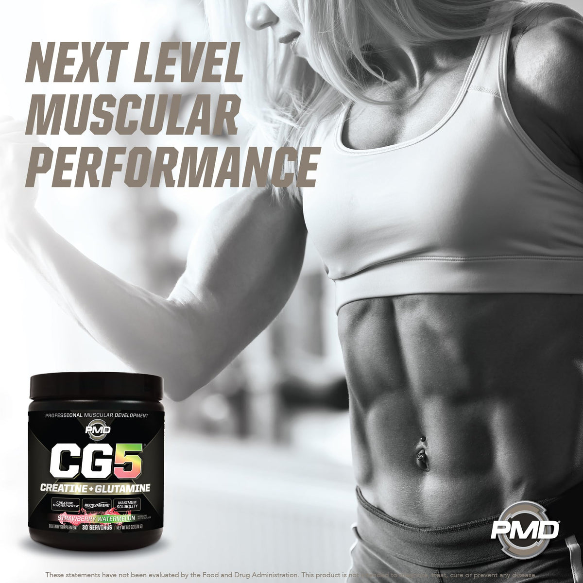 PMD CG5 Poudre de Créatine & L-Glutamine Fraise Pastèque avec shaker
