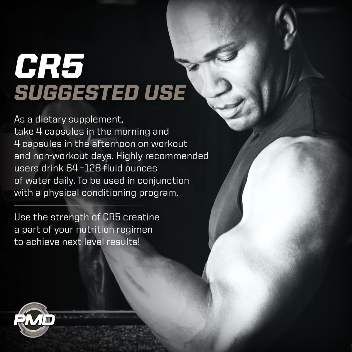 PMD CR5 Complex de Créatine 240 capsules sur une table de sport
