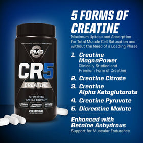 PMD CR5 Créatine 240 capsules en main