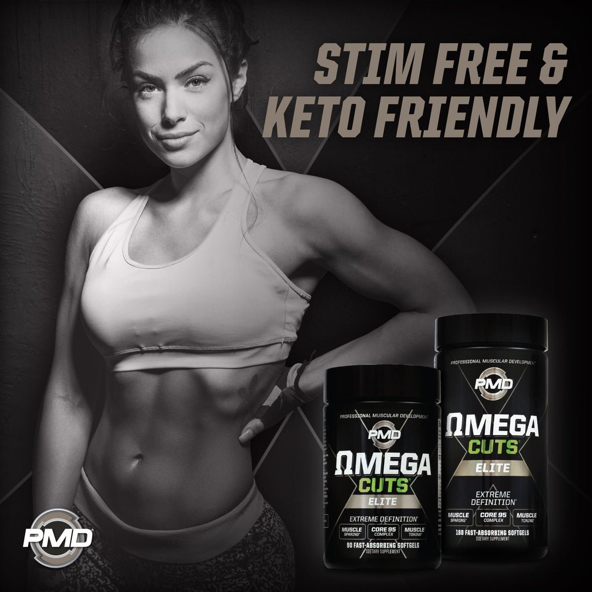 PMD Omega Cuts Elite gélules ouvertes montrant leur contenu