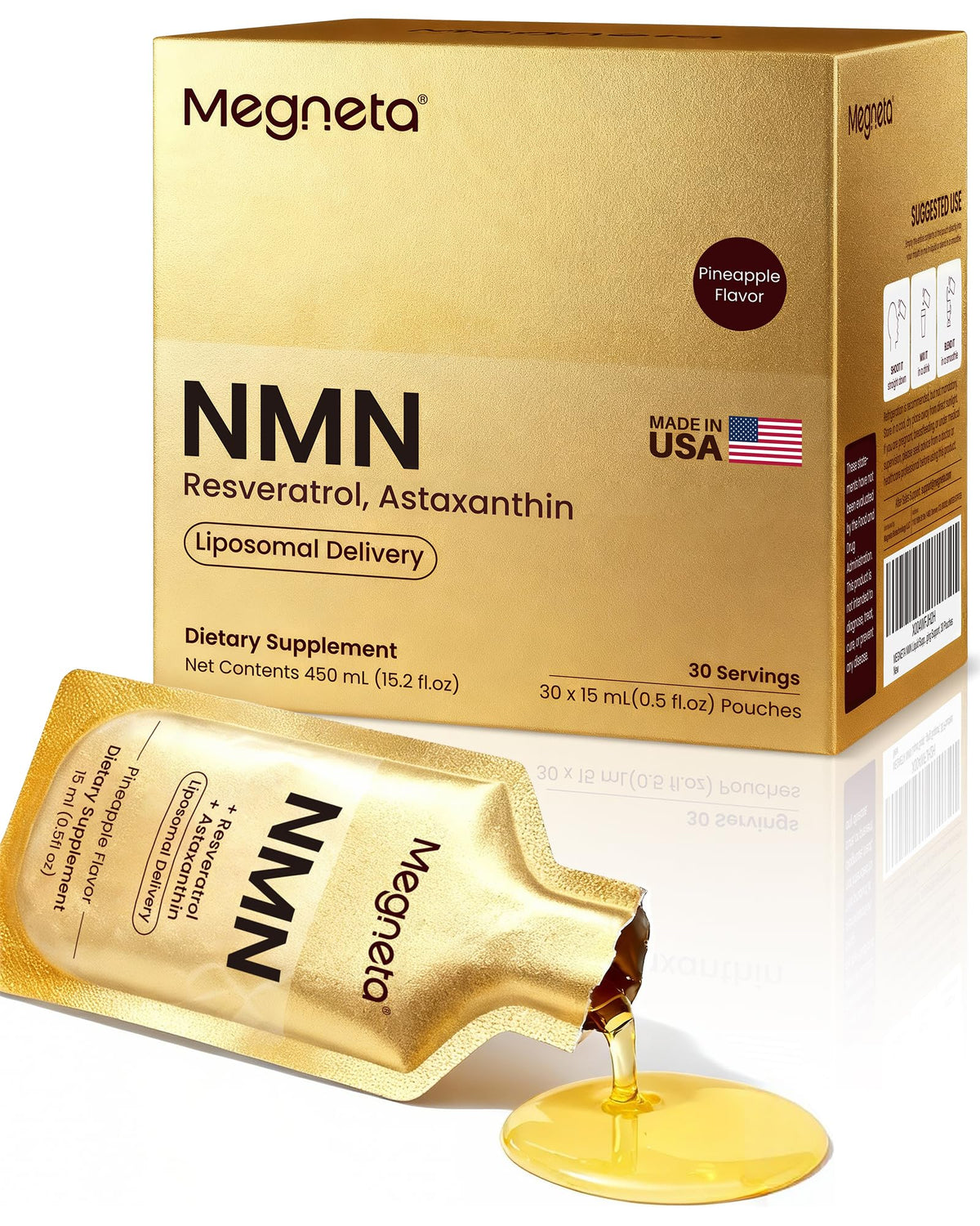 Poche liquide MEGNETA NMN 600mg vue avant avec étiquette