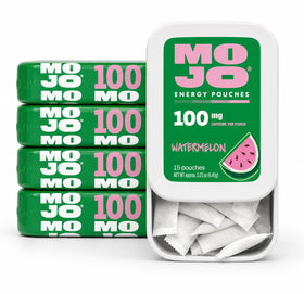 Poches énergétiques MOJO 100mg caféine pastèque, emballage avant