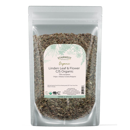 Pochette de 132g de feuilles et fleurs de tilleul bio Starwest Botanicals