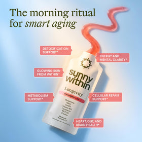 Pochettes de complément liposomal glutathione Sunny Within sur fond blanc