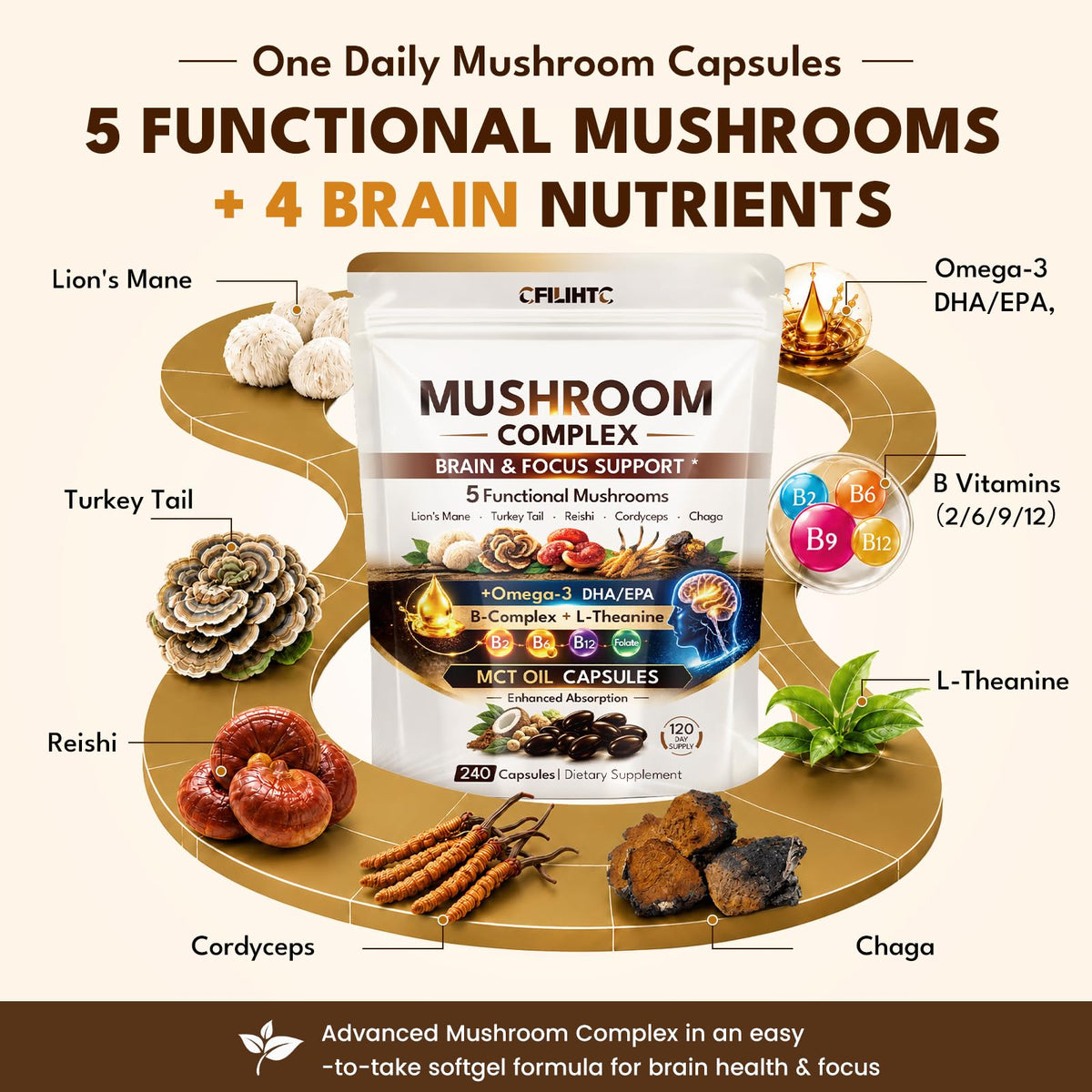 Pochon refermable CFILIHTC avec 240 capsules de champignons