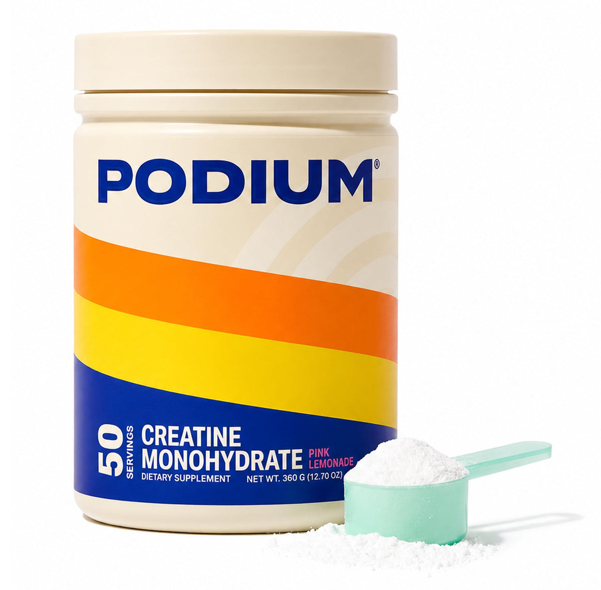 Podium Nutrition Créatine Monohydrate 440g Saveur Citron Rose vue de face