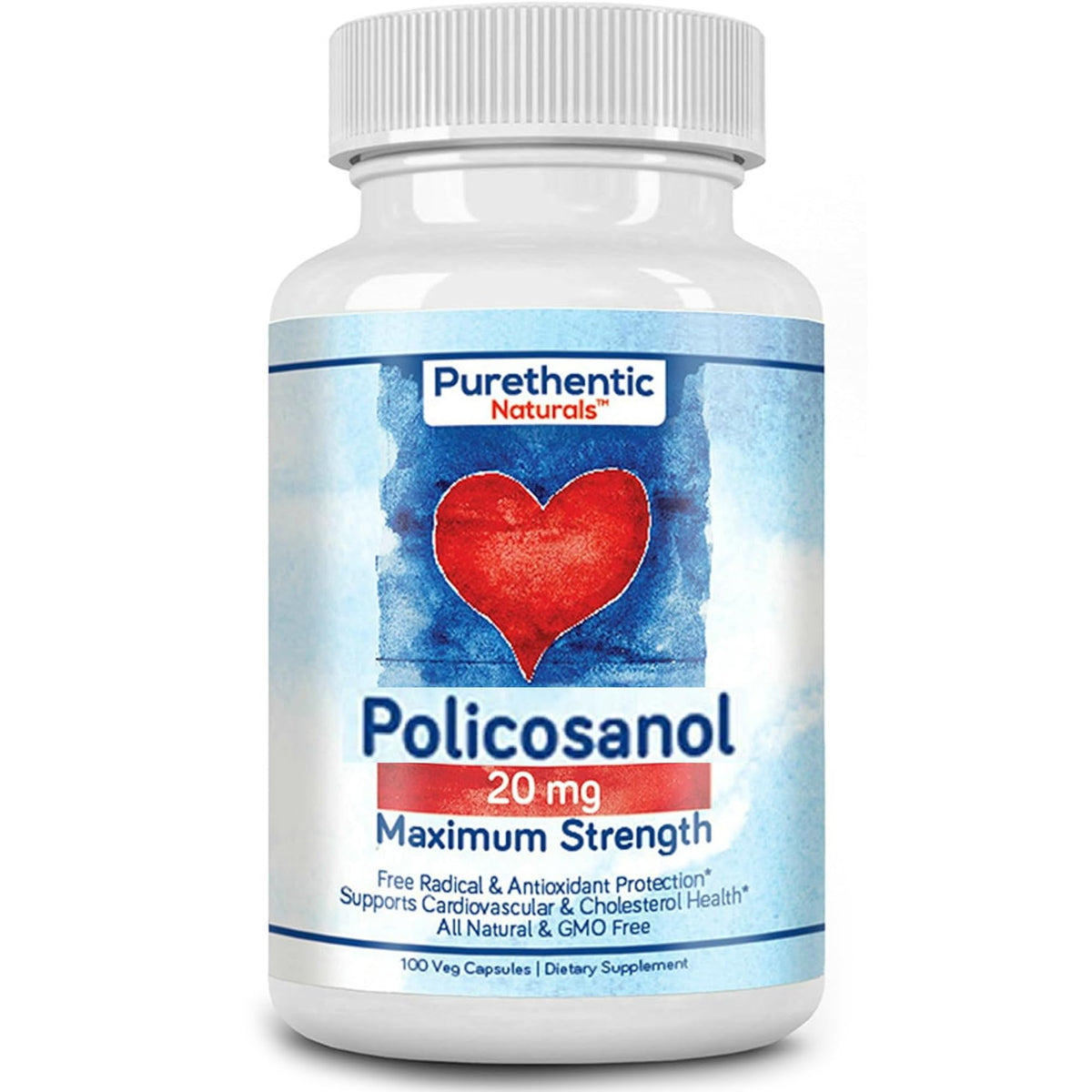 Policosanol 20mg Purethentic Naturals avant de l'emballage
