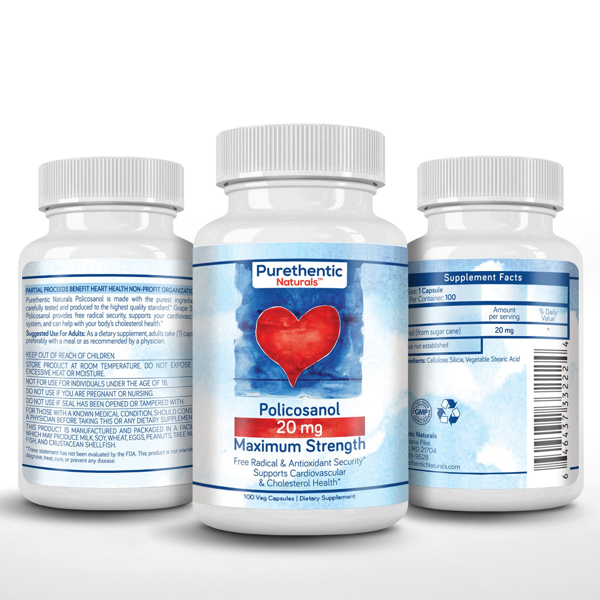 Policosanol 20mg Purethentic Naturals en main