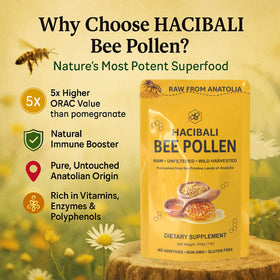 Pollen d'abeille biologique hacıbalı dans un bol avec des fruits
