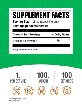 Pollen d'abeille BulkSupplements en poudre avec cuillère