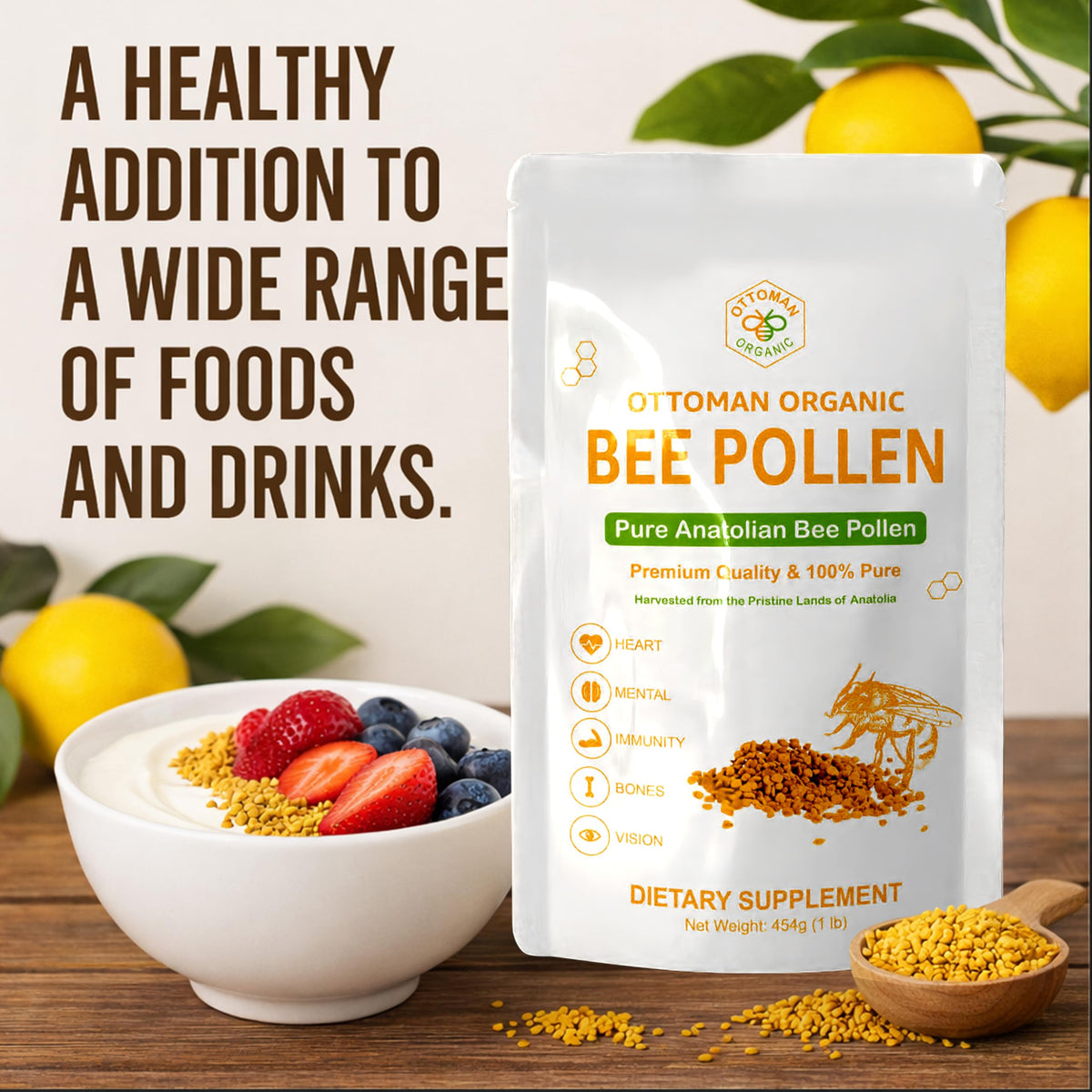 Pollen d'abeille ottoman organic 472g avec ingrédients
