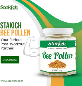 Pollen d'abeille Stakich versé dans un smoothie