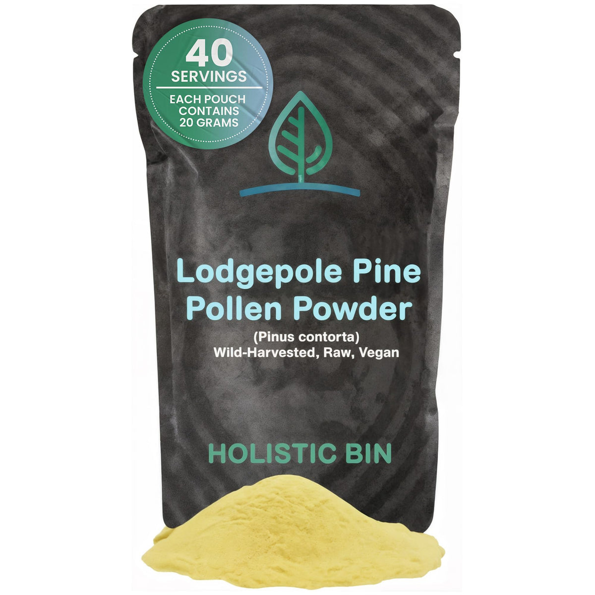 Pollen de pin bio Holistic Bin 20 g en emballage avant