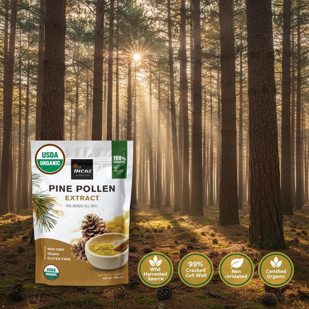 Pollen de pin bio Incas avec cuillère en bois