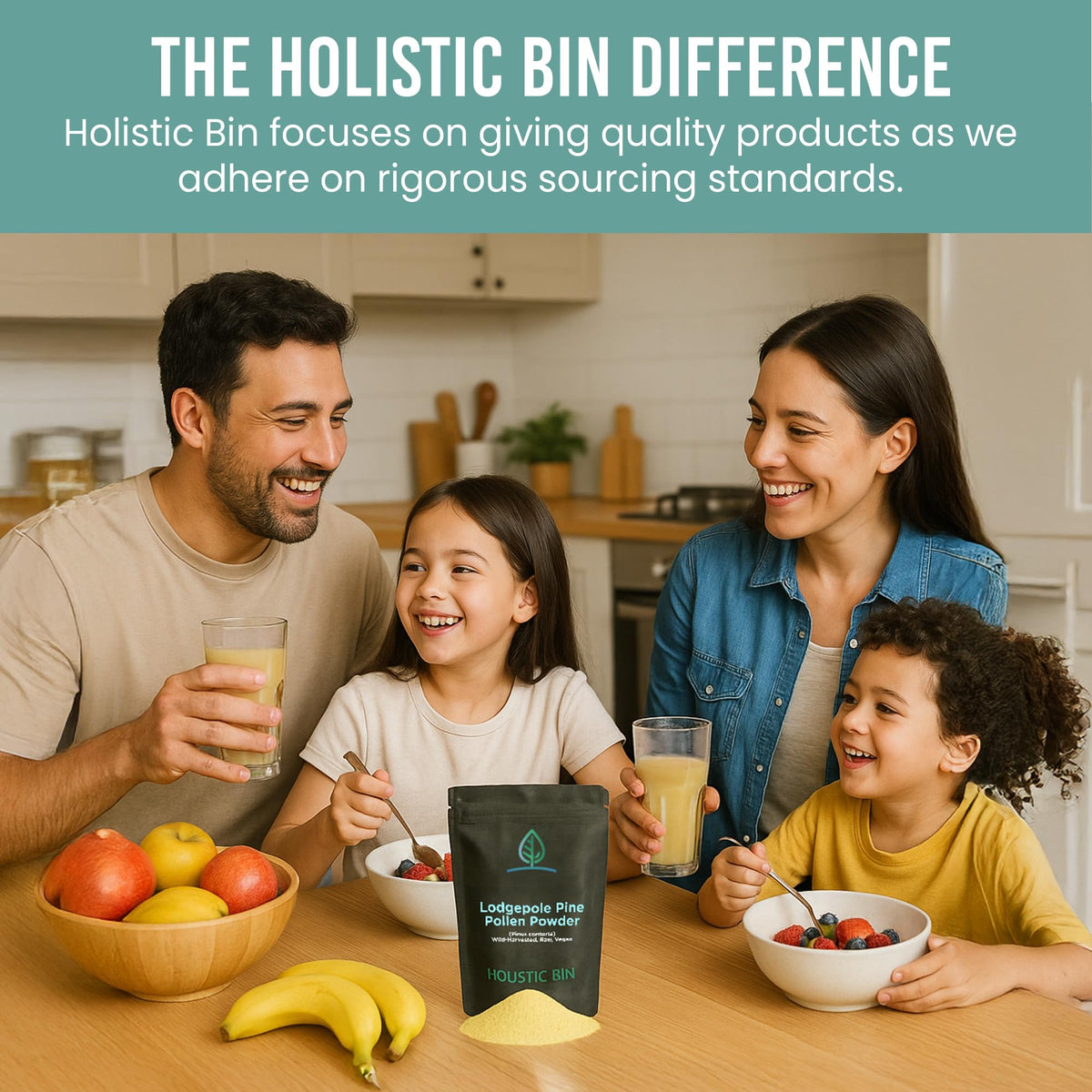 Pollen de pin Holistic Bin 20 g avec ingrédients détaillés
