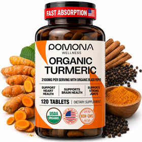 Pomona Wellness Complément Alimentaire Curcuma Bio 2100 mg 120 Comprimés vue de face