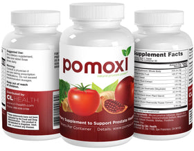 Pomoxi Complément Alimentaire Prostate, ingrédients naturels sur fond blanc
