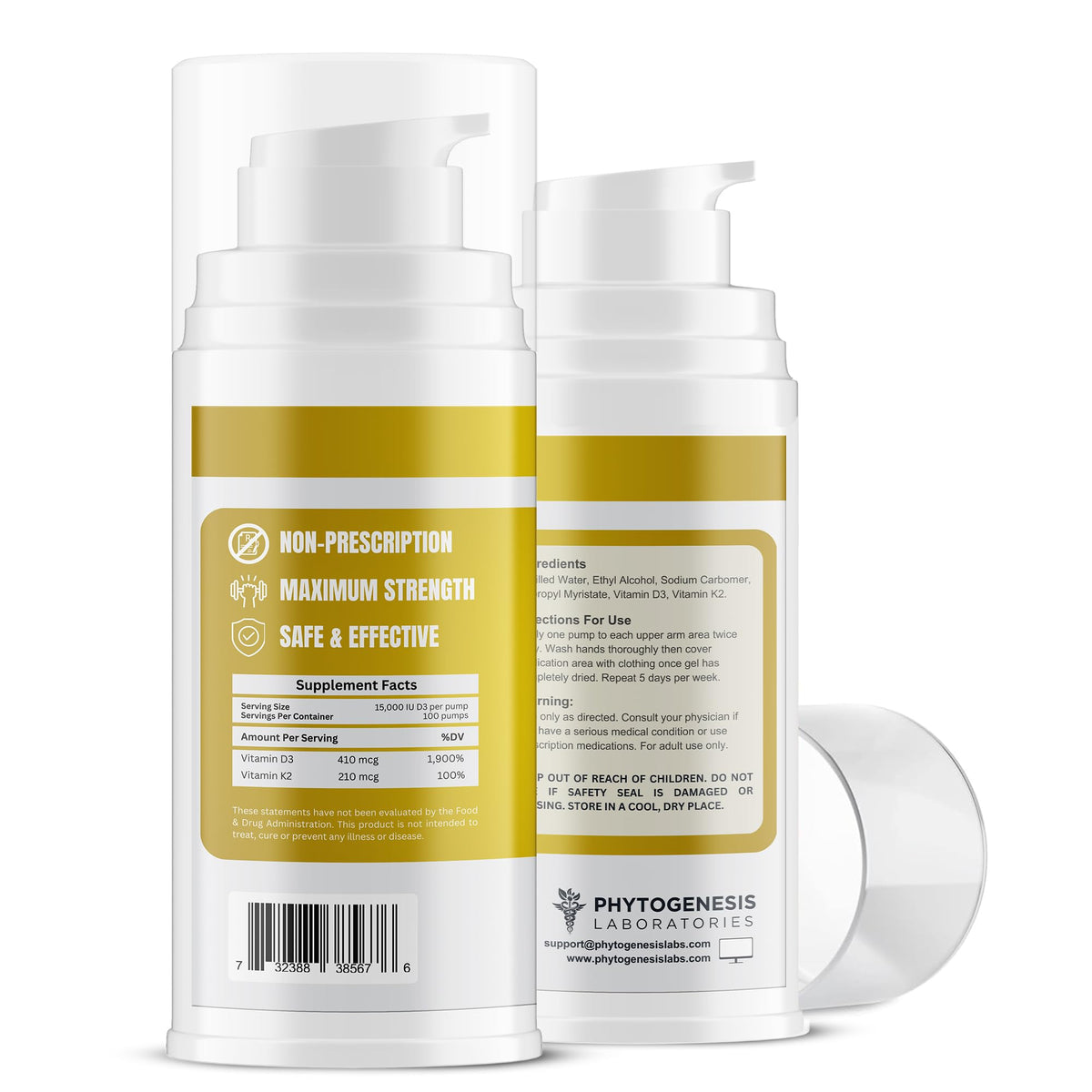 Pompe du Gel Topique Vitamine D3 K2 ANDROGENESIS