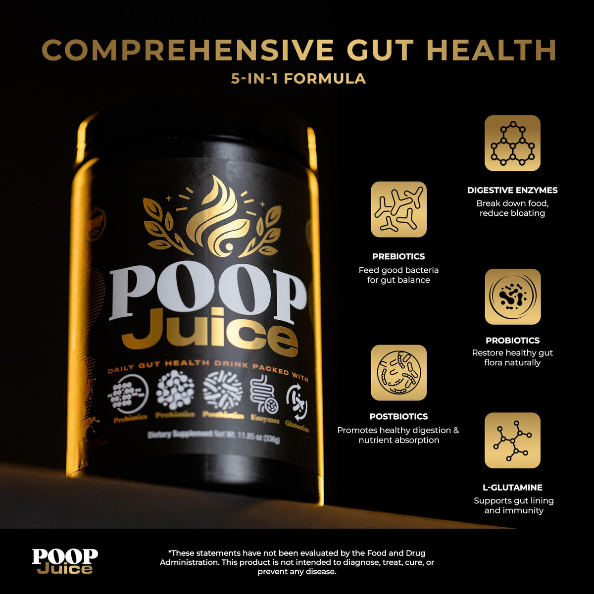 Poop Juice Complément Alimentaire en Poudre 422g avec cuillère doseuse
