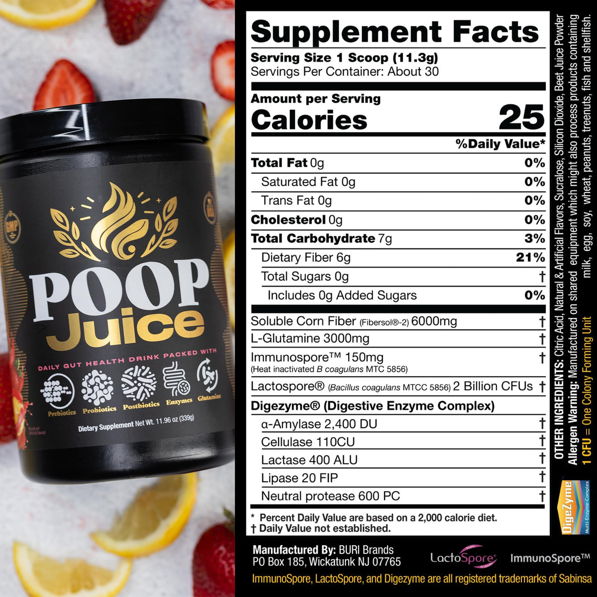 Poop Juice Complément Alimentaire en Poudre 422g en pleine nature