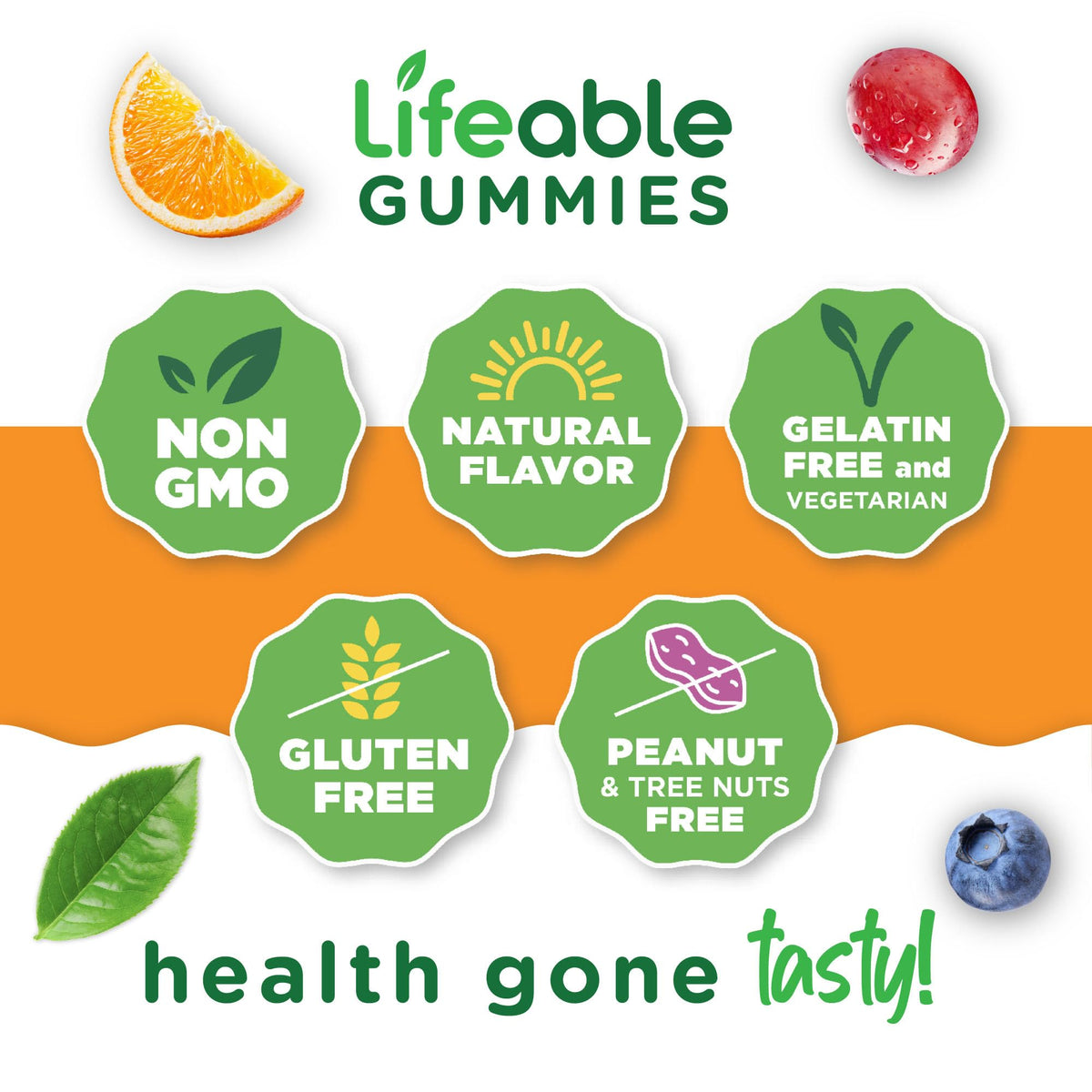 Portion de 2 Gummies de Fibres Sans Sucre Lifeable