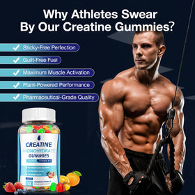 Portion de 4 gummies de créatine MaxHemp sur une table