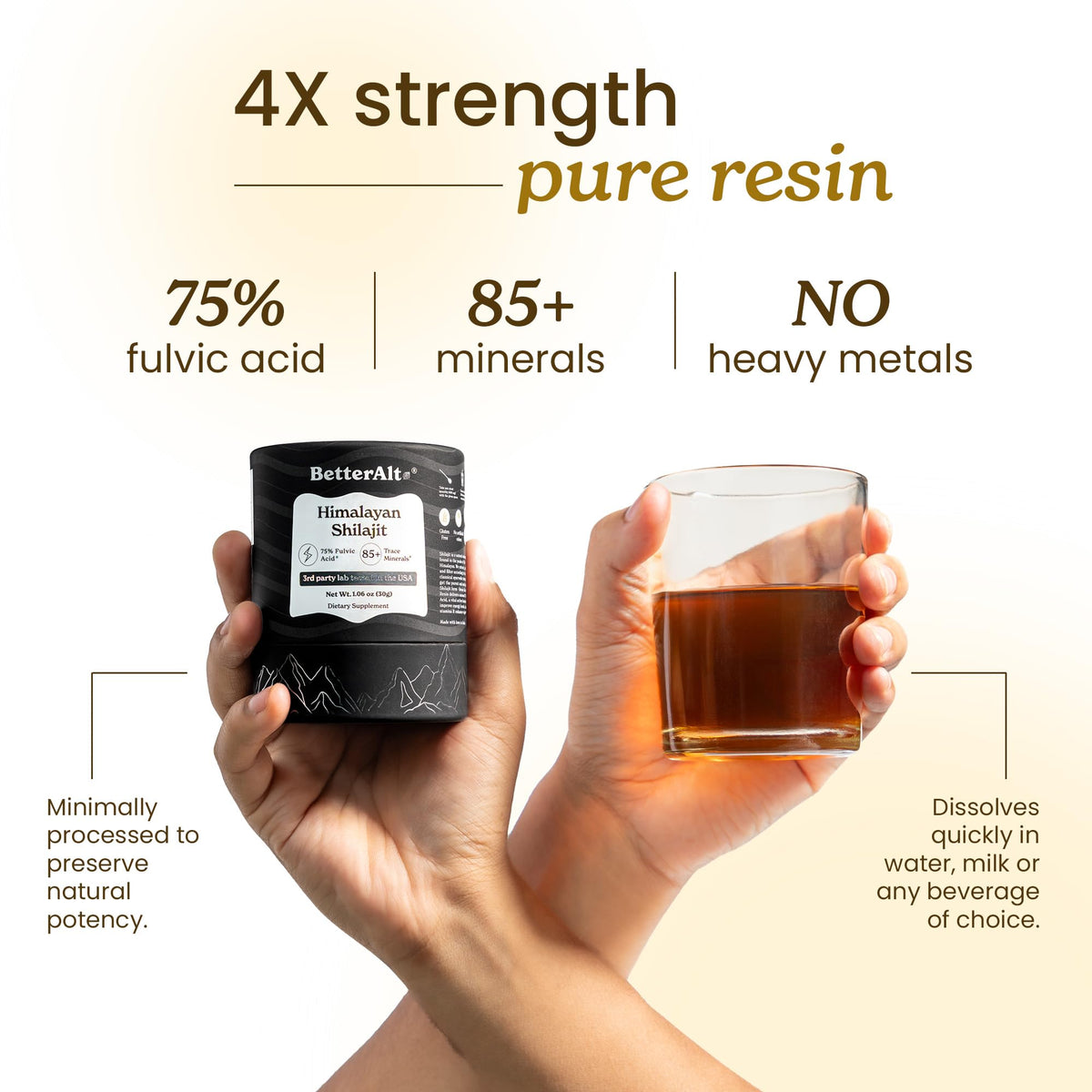 Portion de 400 mg de Shilajit sur une cuillère