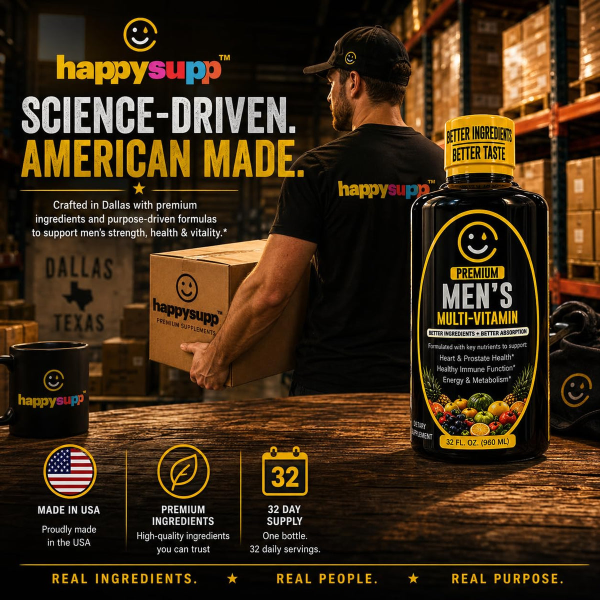 Portion de complément alimentaire liquide HappySupp dans un verre