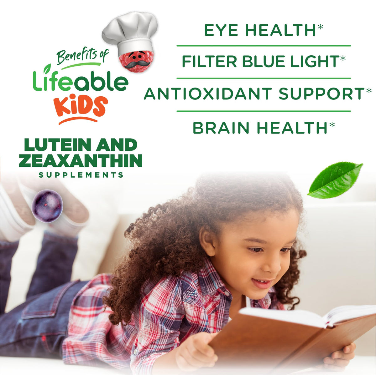 Portion de deux gummies Lutein Lifeable