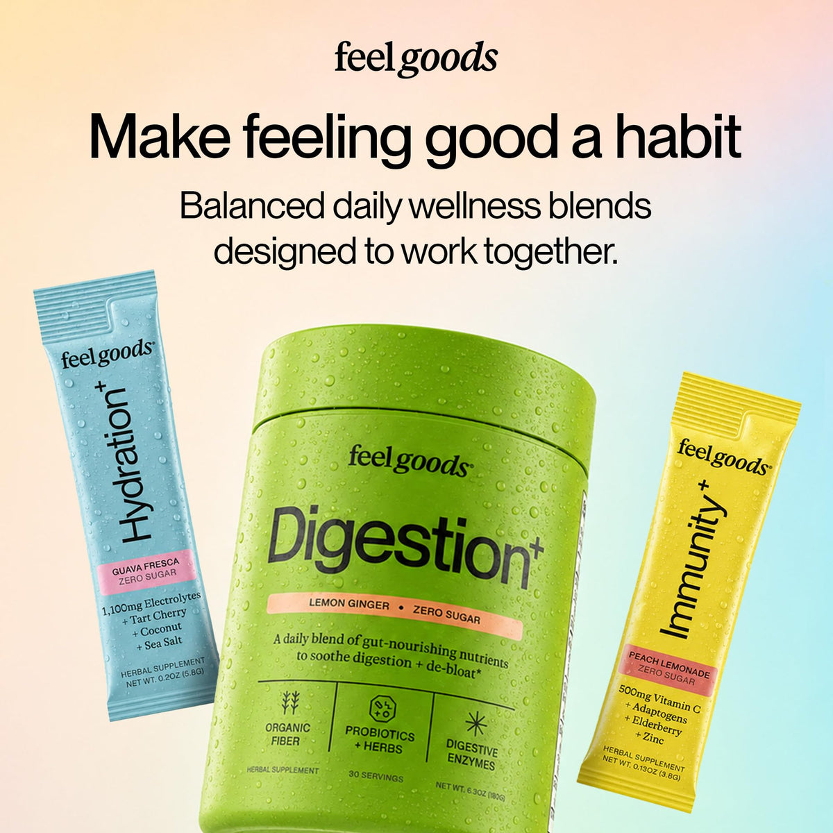 Portion de Feel Goods daily+ en poudre dans une cuillère