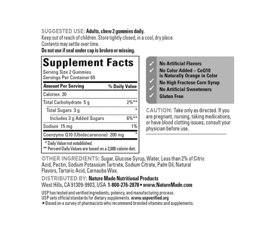 Portion de gommes Nature Made CoQ10 100 mg avec des fruits