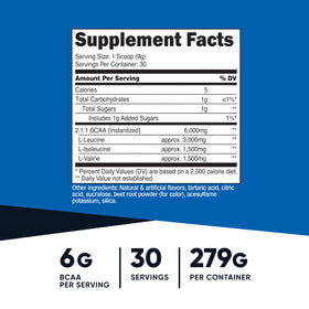 Portion de poudre BCAA Nutricost dans un verre d'eau